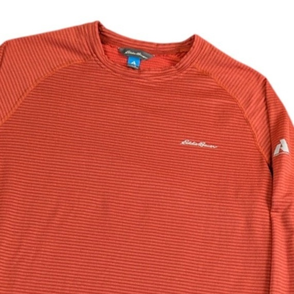 Eddie Bauer First Ascent Mens Medium Orange Stripe Performance Long Sleeve Shirt